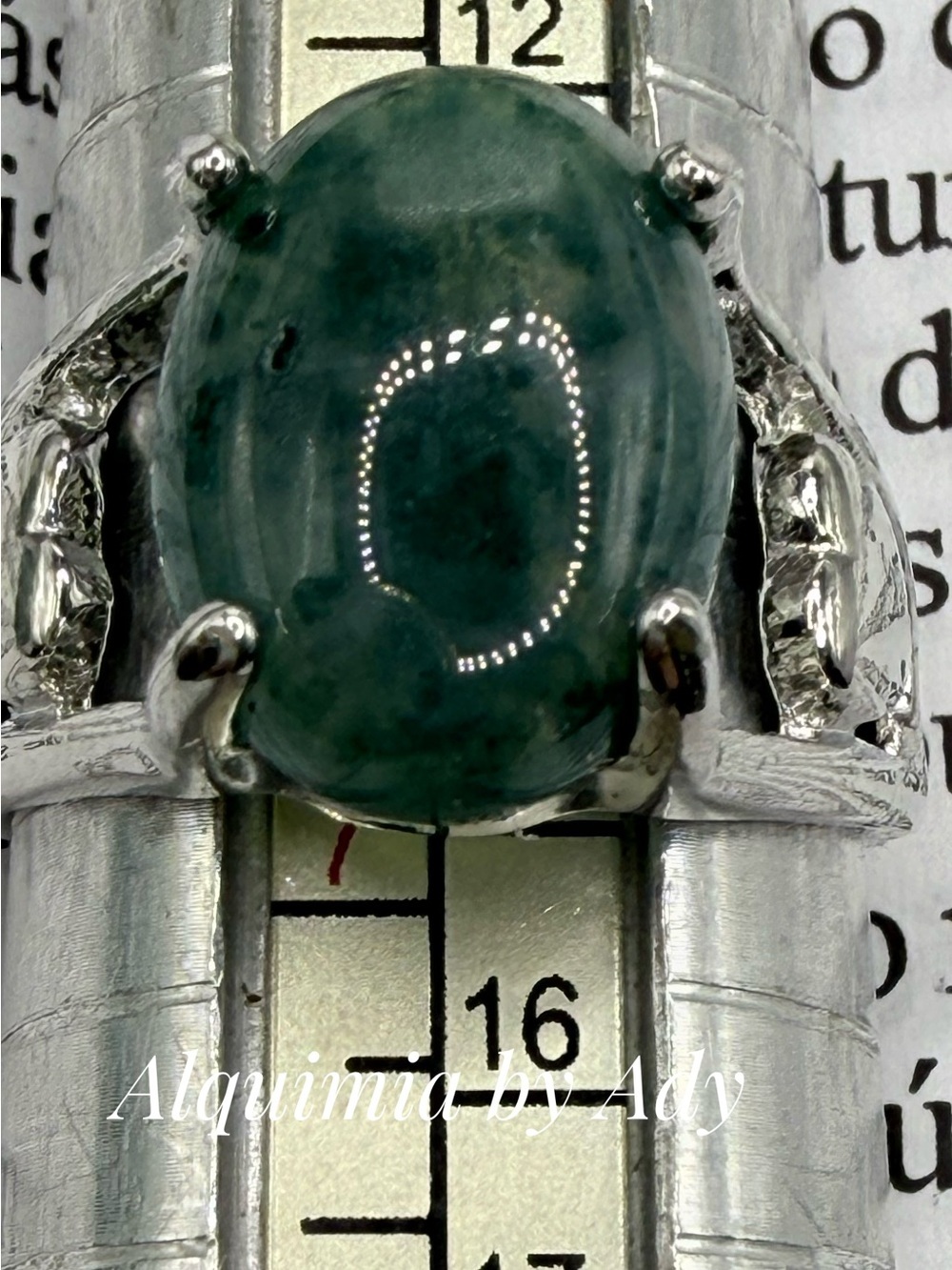 BOHO + Moss agate silver gem ring